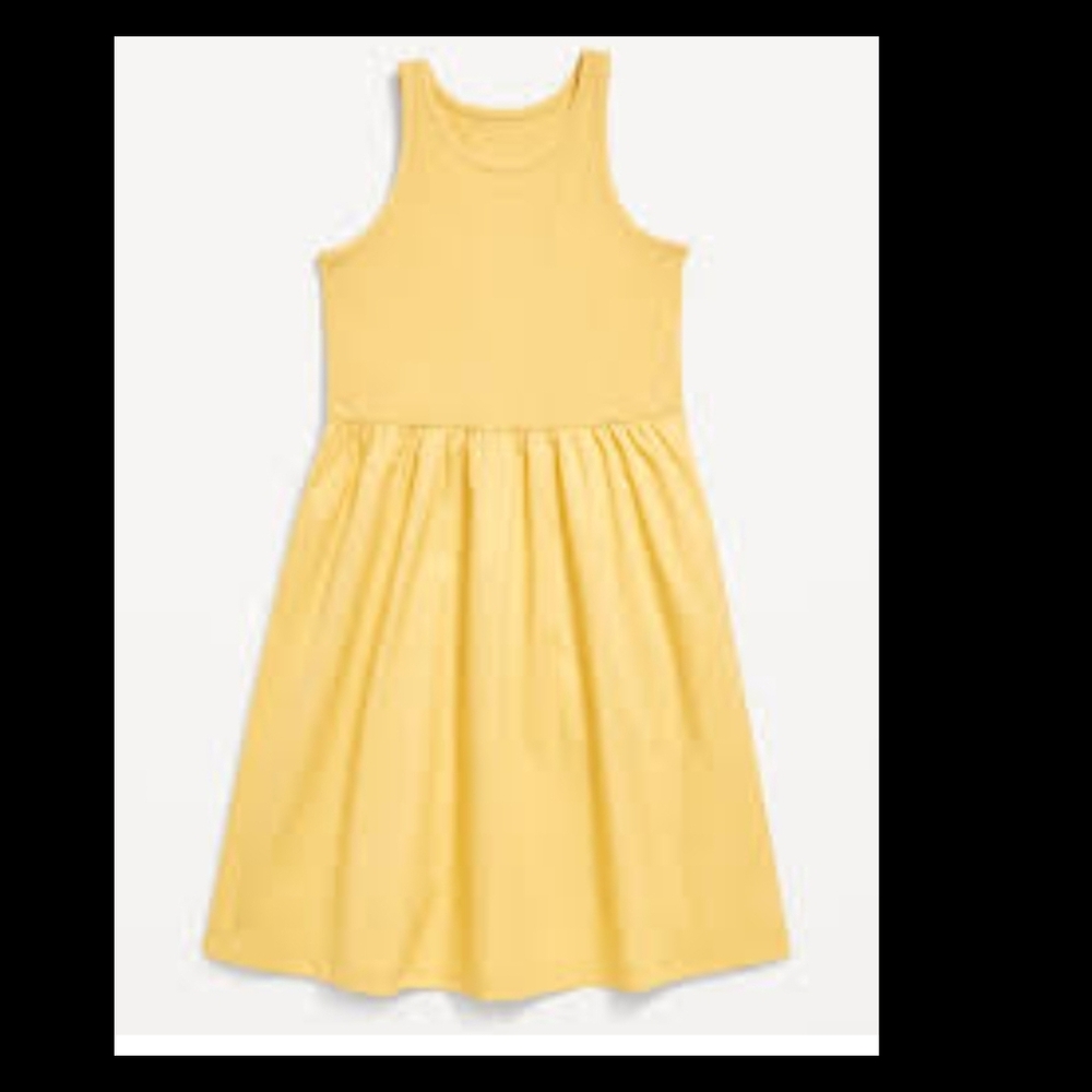 Girls Brand New Old Navy Yellow Sleeveless Kids Dress Sz 10-12